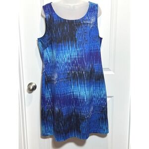 Relativity Women's Blue Abstract Print‎ Sleeveless Tank Dress 1X